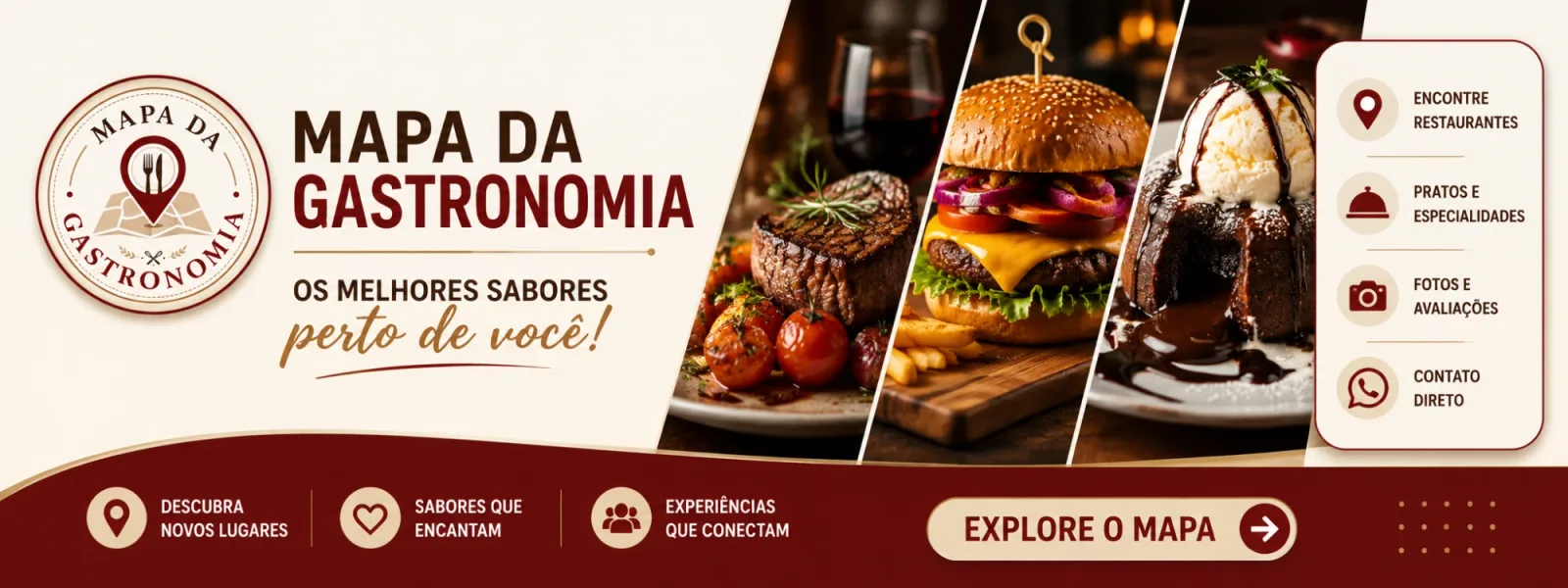 Mapa da Gastronomia: os melhores sabores perto de você — encontre restaurantes, pratos, fotos e avaliações